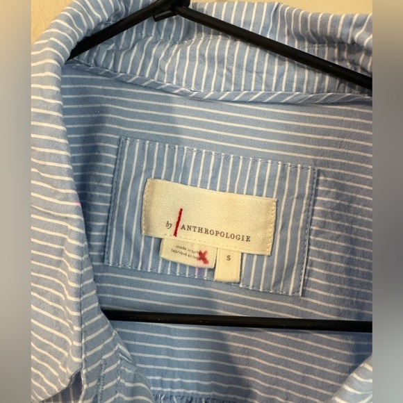 Anthropologie Sally Tunic shirt button down blue stripe Dress - Picture 4 of 7